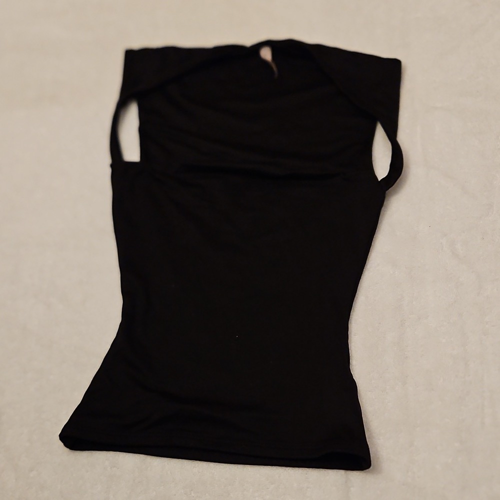 L.A. Seduction Womens Black Cutout Shoulder Sleeveless Top Small DY6488 USA